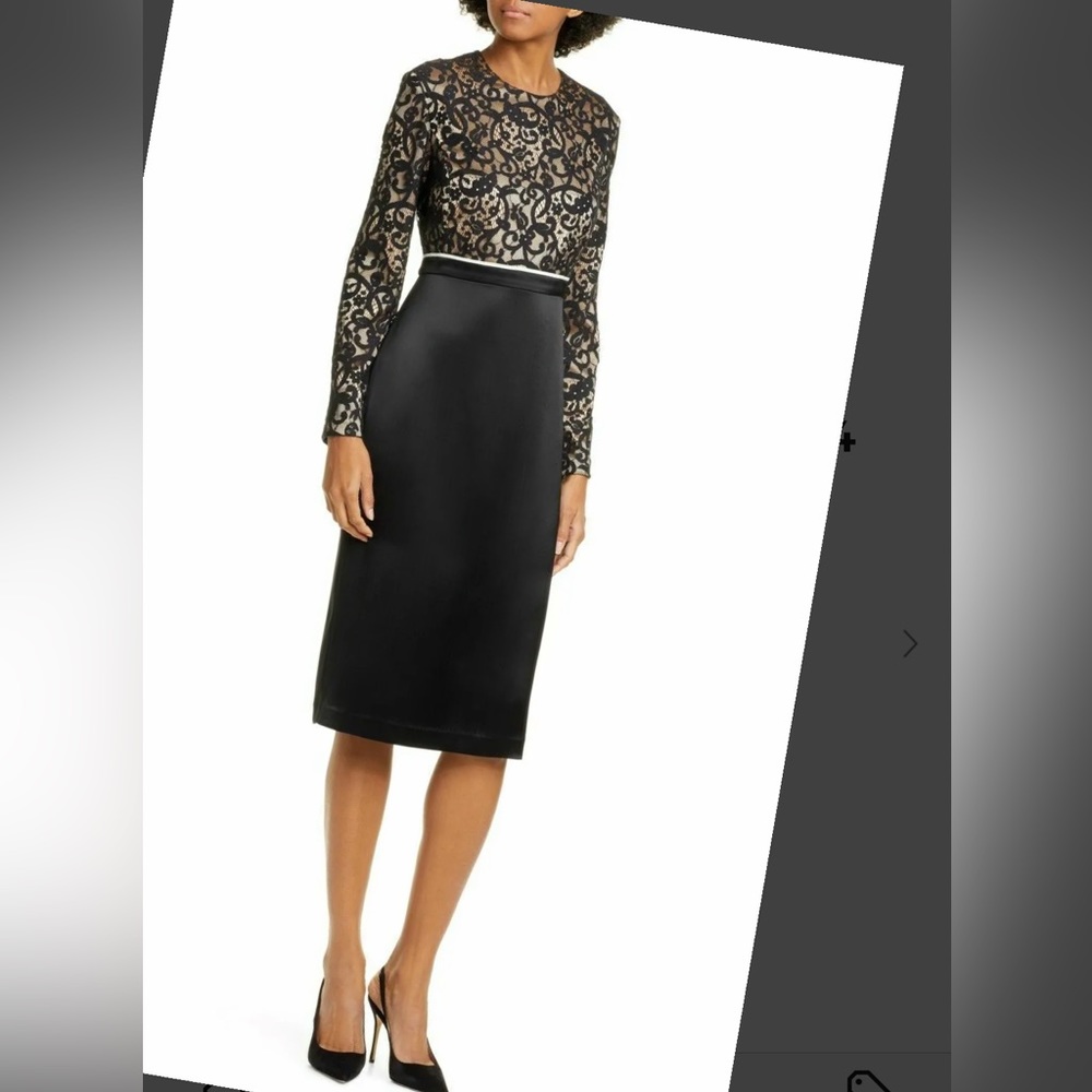 Tory Burch Black and Gold Midi Dress